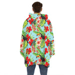 Toucan Parrot Tropical Pattern Print Hoodie Blanket