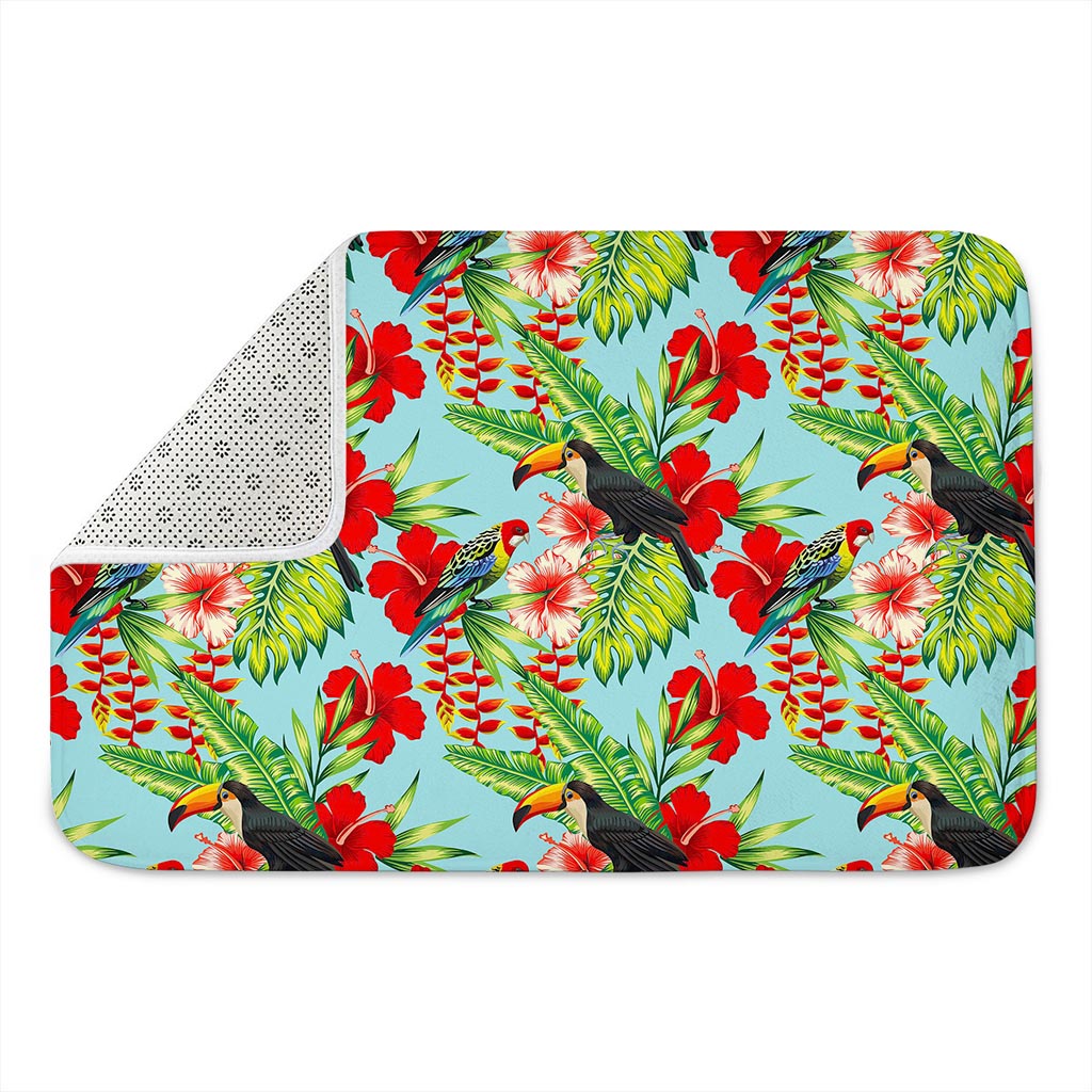 Toucan Parrot Tropical Pattern Print Indoor Door Mat