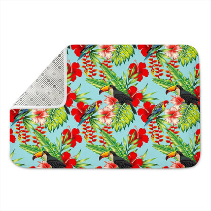 Toucan Parrot Tropical Pattern Print Indoor Door Mat