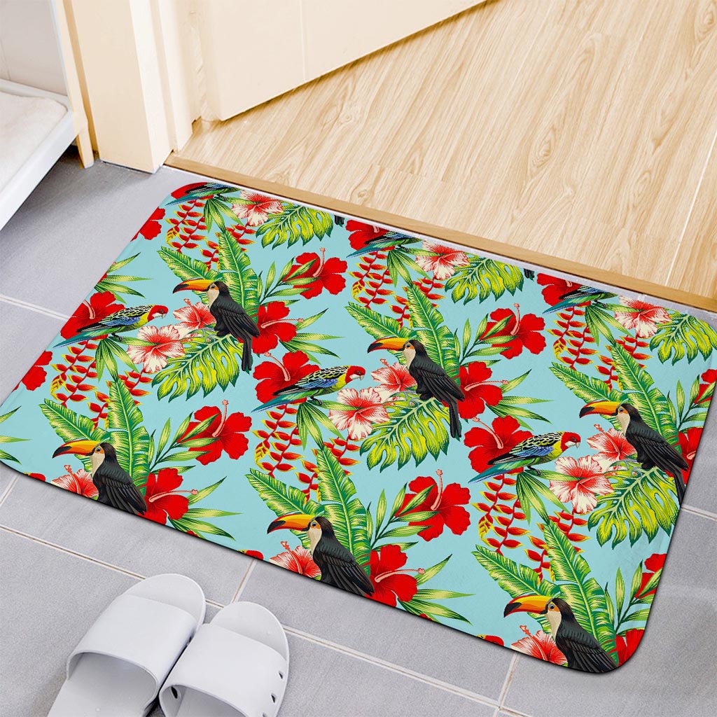 Toucan Parrot Tropical Pattern Print Indoor Door Mat
