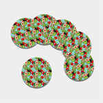 Toucan Parrot Tropical Pattern Print Leather Coaster Set
