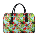 Toucan Parrot Tropical Pattern Print Leather Duffle Bag