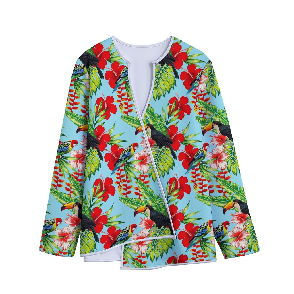 Toucan Parrot Tropical Pattern Print Long Sleeve Short Coat