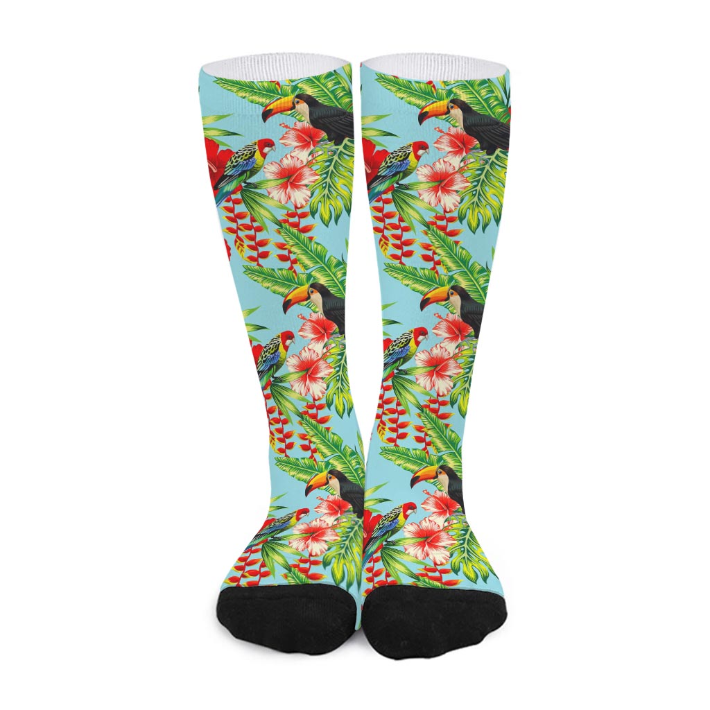 Toucan Parrot Tropical Pattern Print Long Socks