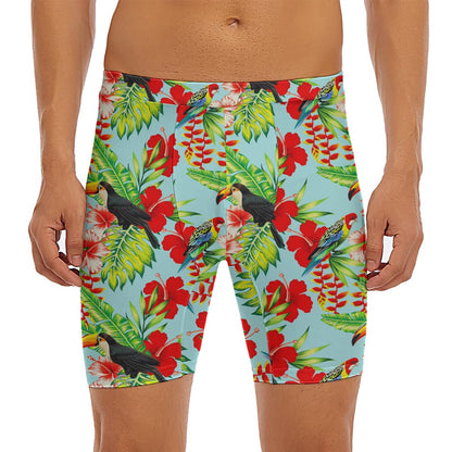 Toucan Parrot Tropical Pattern Print Men's Long Boxer Briefs
