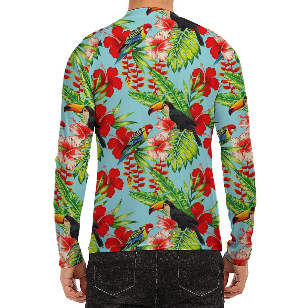 Toucan Parrot Tropical Pattern Print Men's Long Sleeve Rash Guard