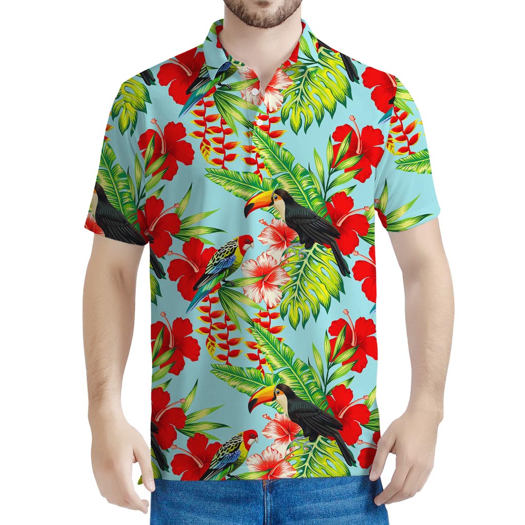 Toucan Parrot Tropical Pattern Print Men's Polo Shirt