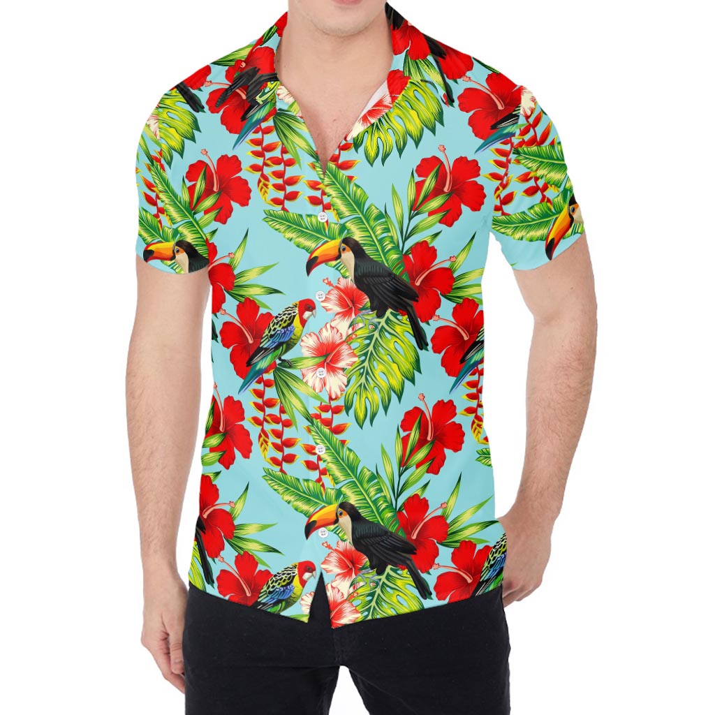 Toucan Parrot Tropical Pattern Print Men's Shirt