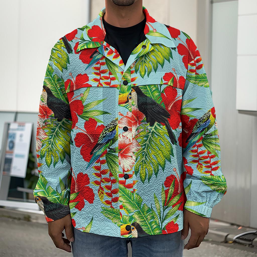 Toucan Parrot Tropical Pattern Print Men's Shirt Jacket