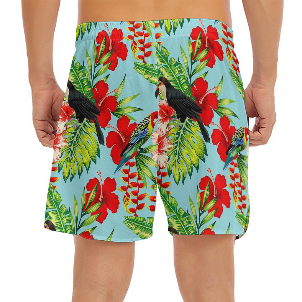 Toucan Parrot Tropical Pattern Print Men's Split Running Shorts
