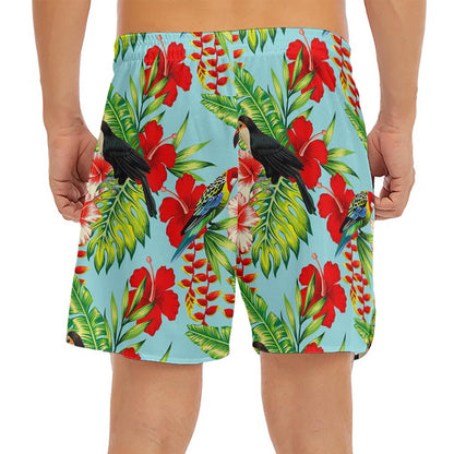 Toucan Parrot Tropical Pattern Print Men's Split Running Shorts