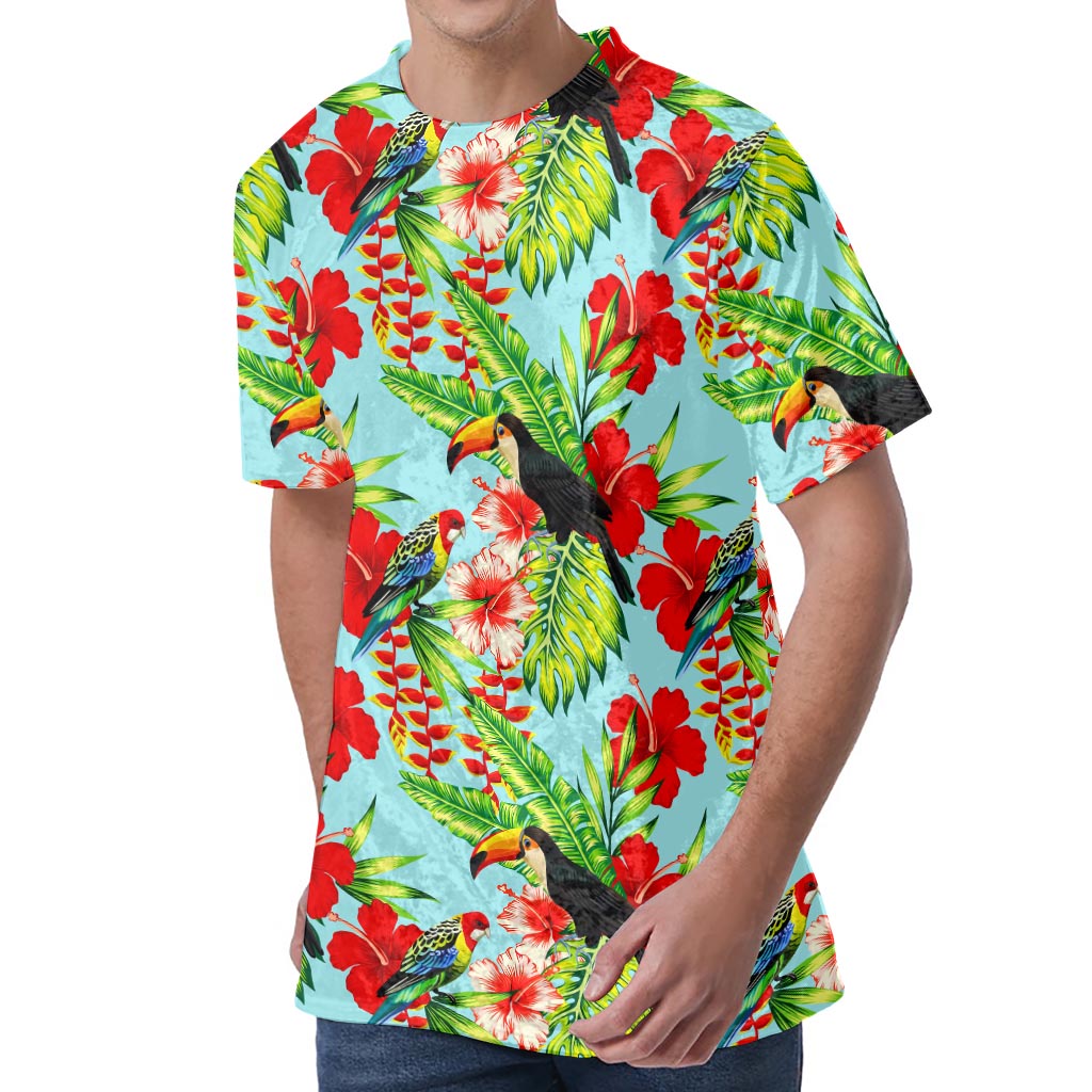 Toucan Parrot Tropical Pattern Print Men's Velvet T-Shirt