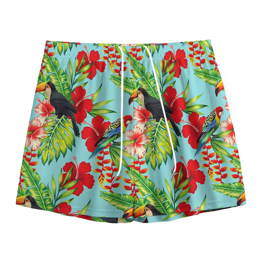 Toucan Parrot Tropical Pattern Print Mesh Shorts