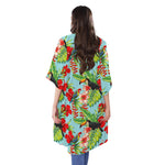 Toucan Parrot Tropical Pattern Print Open Front Beach Cover Up