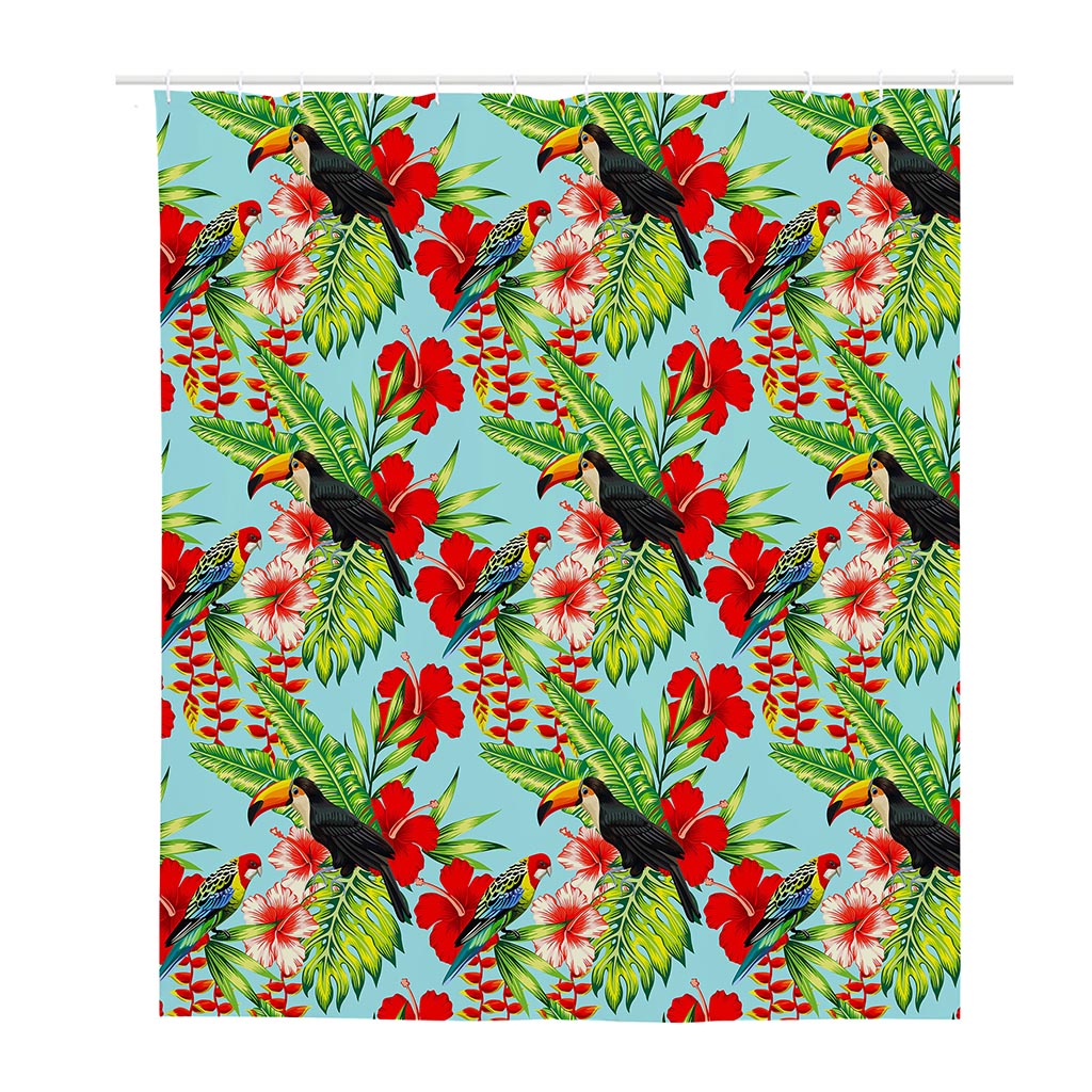 Toucan Parrot Tropical Pattern Print Polyester Shower Curtain