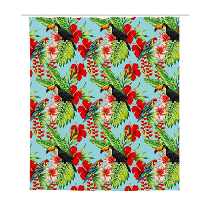 Toucan Parrot Tropical Pattern Print Polyester Shower Curtain