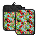 Toucan Parrot Tropical Pattern Print Pot Holders With Pocket