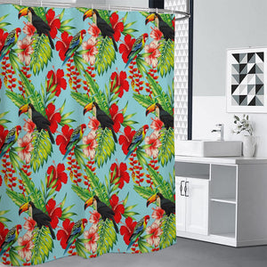 Toucan Parrot Tropical Pattern Print Premium Shower Curtain