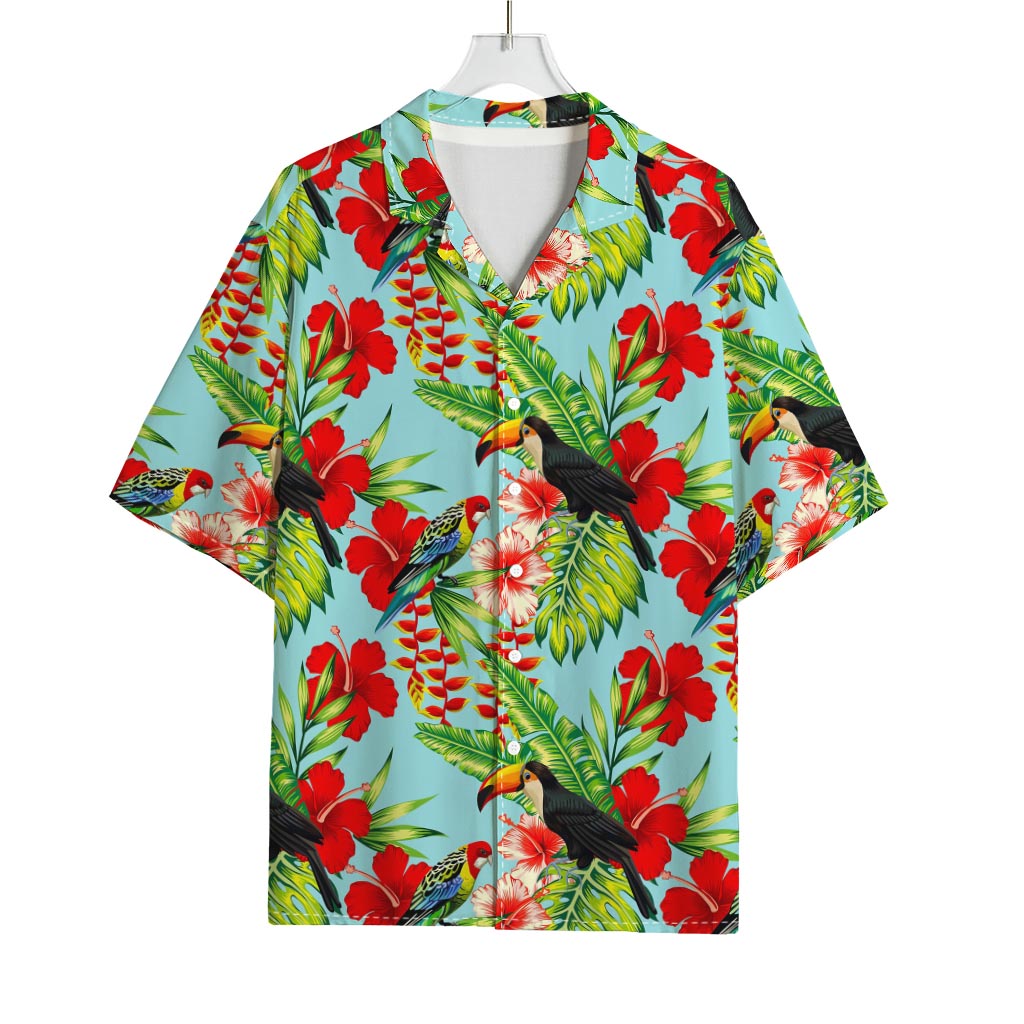 Toucan Parrot Tropical Pattern Print Rayon Hawaiian Shirt