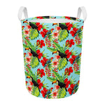 Toucan Parrot Tropical Pattern Print Round Laundry Basket