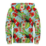 Toucan Parrot Tropical Pattern Print Sherpa Lined Zip Up Hoodie