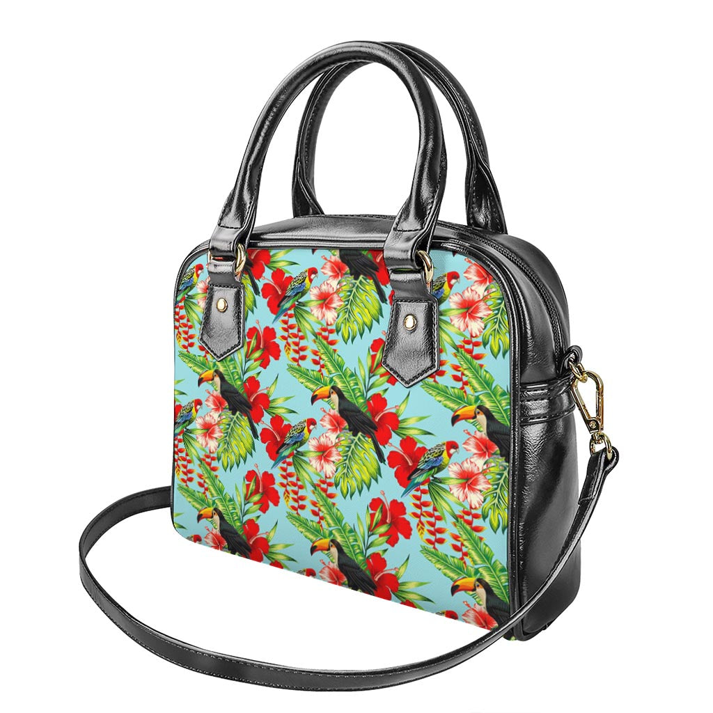 Toucan Parrot Tropical Pattern Print Shoulder Handbag