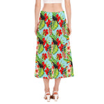 Toucan Parrot Tropical Pattern Print Side Slit Midi Skirt