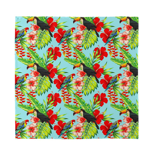 Toucan Parrot Tropical Pattern Print Silk Bandana