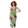 Toucan Parrot Tropical Pattern Print Slim Fit Midi Cami Dress