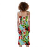 Toucan Parrot Tropical Pattern Print Slim Fit Midi Cami Dress