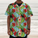 Toucan Parrot Tropical Pattern Print Textured Short Sleeve Shirt