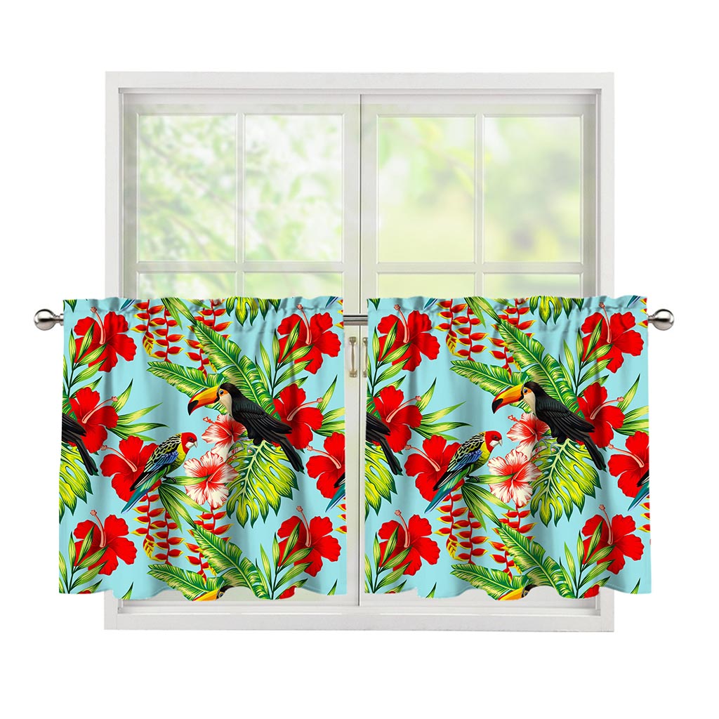 Toucan Parrot Tropical Pattern Print Tier Curtains