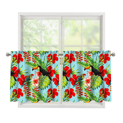 Toucan Parrot Tropical Pattern Print Tier Curtains