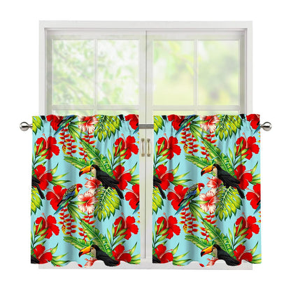 Toucan Parrot Tropical Pattern Print Tier Curtains