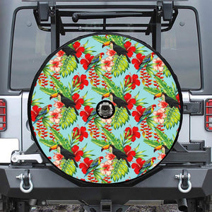 Toucan Parrot Tropical Pattern Print Tire Cover With Camera Hole