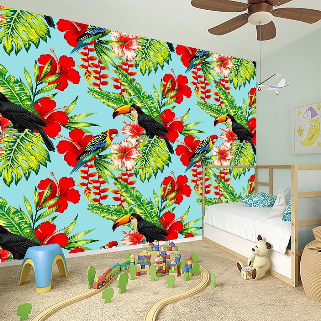 Toucan Parrot Tropical Pattern Print Wall Sticker