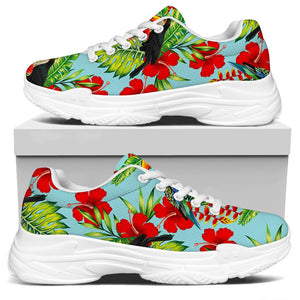 Toucan Parrot Tropical Pattern Print White Chunky Shoes