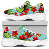 Toucan Parrot Tropical Pattern Print White Chunky Shoes