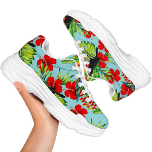 Toucan Parrot Tropical Pattern Print White Chunky Shoes