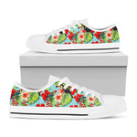 Toucan Parrot Tropical Pattern Print White Low Top Sneakers