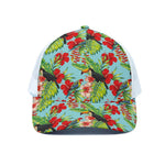 Toucan Parrot Tropical Pattern Print White Mesh Trucker Cap