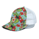 Toucan Parrot Tropical Pattern Print White Mesh Trucker Cap