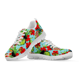 Toucan Parrot Tropical Pattern Print White Running Shoes