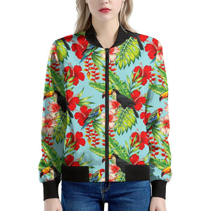 Toucan Parrot Tropical Pattern Print Women's Bomber Jacket