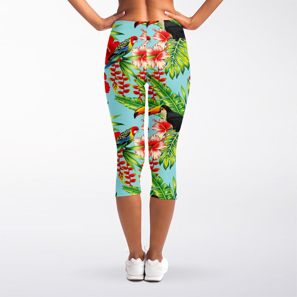 Toucan Parrot Tropical Pattern Print Women's Capri Leggings