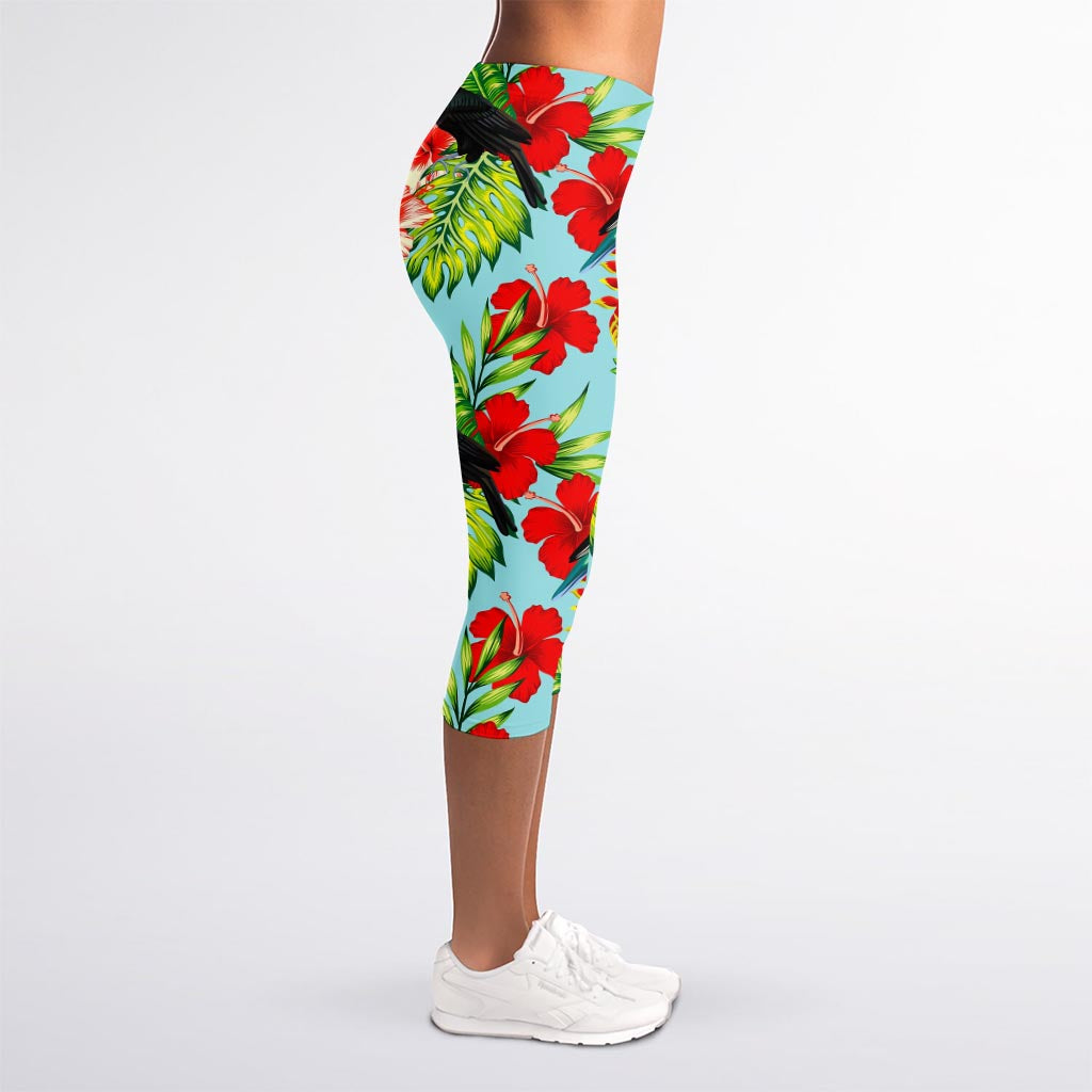 Toucan Parrot Tropical Pattern Print Women's Capri Leggings