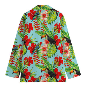 Toucan Parrot Tropical Pattern Print Women's Cotton Blazer