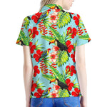 Toucan Parrot Tropical Pattern Print Women's Polo Shirt