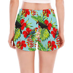 Toucan Parrot Tropical Pattern Print Women's Split Running Shorts