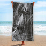 Toy Spiders And Cobweb Print Beach Towel